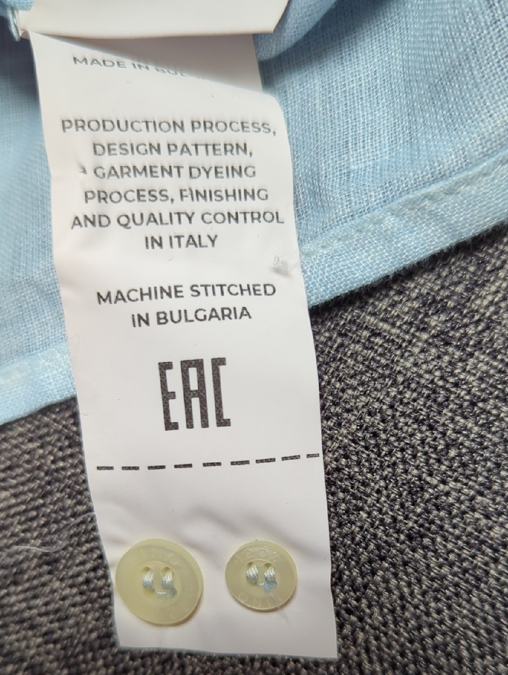 120% Lino Light Blue Linen Button-Up Shirt for Men - Picture 4 of 5